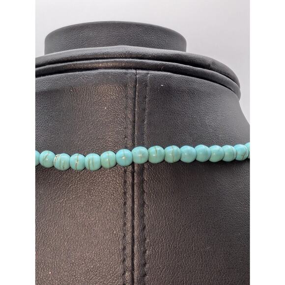 Dyed Howlite Sapphire Glass Gold Tone Bezel Set Tassel Slip Over 28" Necklace - Picture 8 of 9